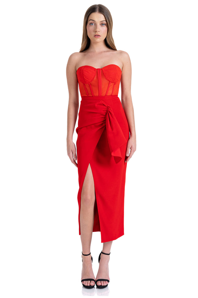 Vestido midi corte bustier, Blake-873