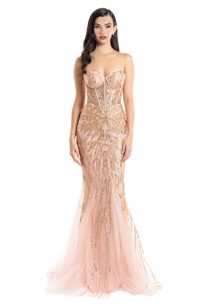 Vestido corte sirena con corset, Andrina-977