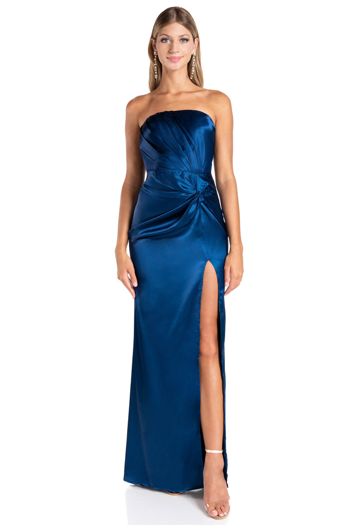 Vestido strapless satinado, Yadira-1331