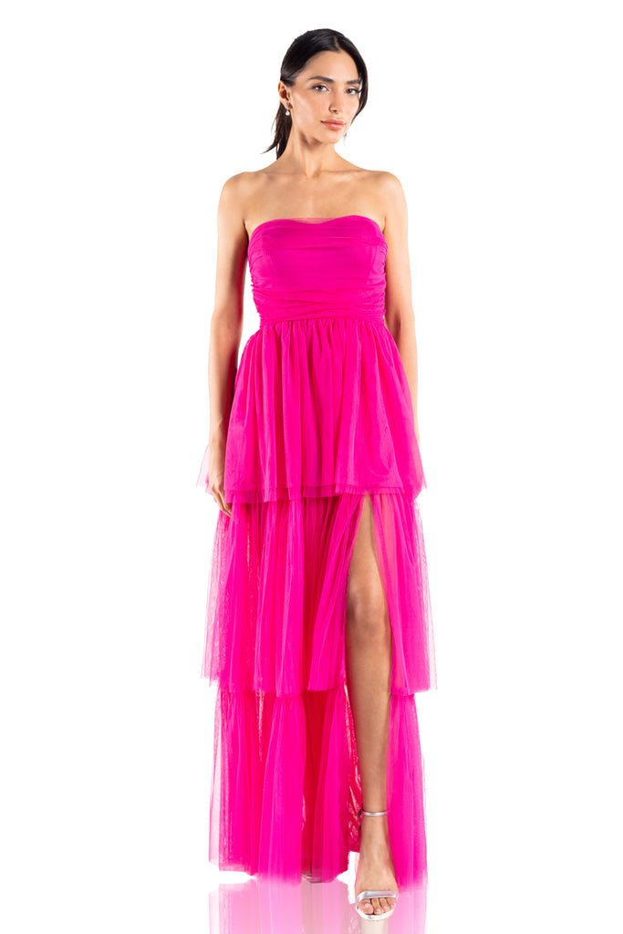 Vestido strapless tul, Rochelle-1040