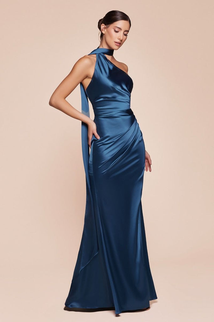 Vestido halter satin, Leandra-1527