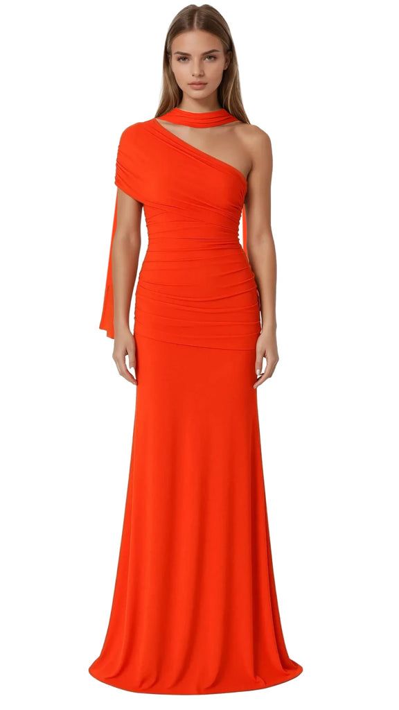 Vestido a un hombro, Malva-3066