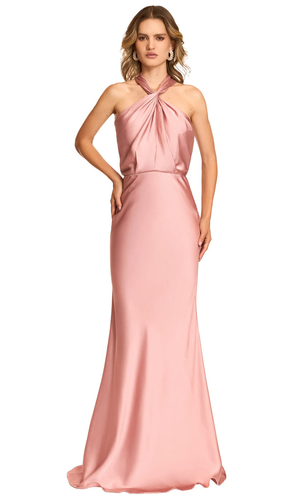 Vestido halter satín, Denisse-2531