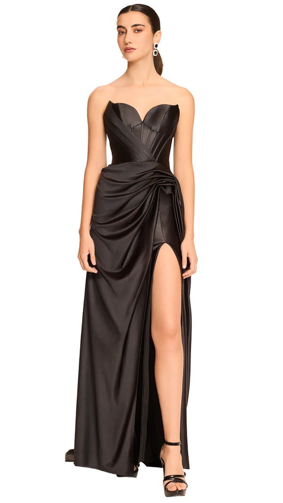Vestido strapless de satín, Alejandra-2427