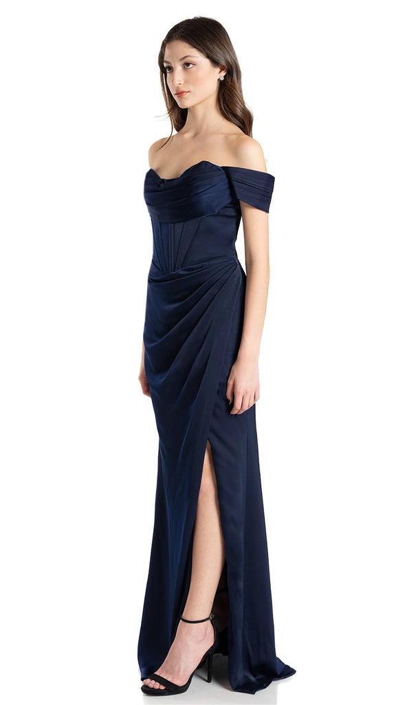 Vestido off-shoulder con corset, Vicky-2523