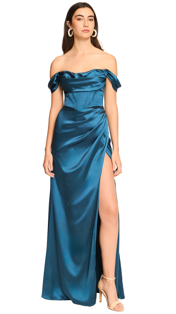 Vestido de satín off-shoulder, Tamara-2318