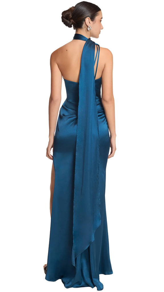 Vestido halter satín, Leandra-2567