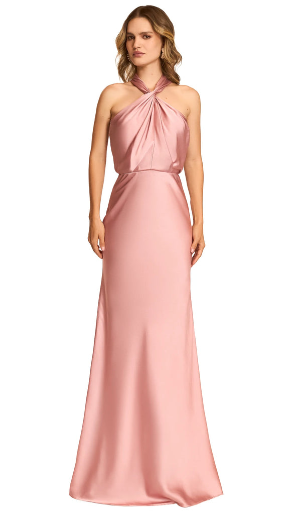 Vestido halter satín, Denisse-2123