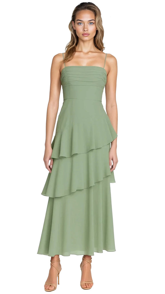 Vestido crepé falda en capas, Colleen-3118