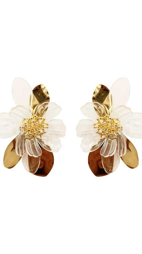 Aretes tipo flor, Crystal-3536