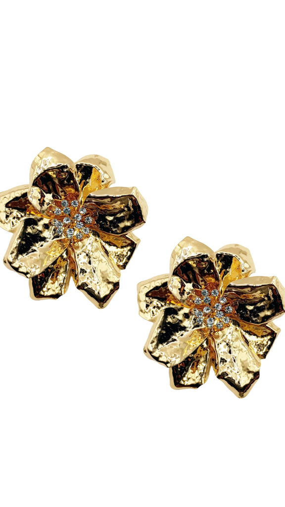 Aretes en flor con perlas, Flower-3548