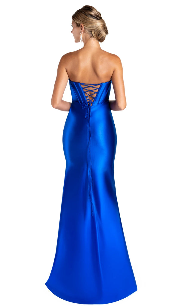 Vestido satín escote cut-out con mesh, Austria-2715