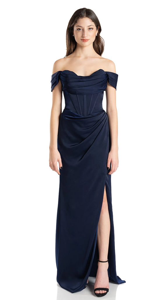 Vestido off-shoulder con corset, Vicky-2521