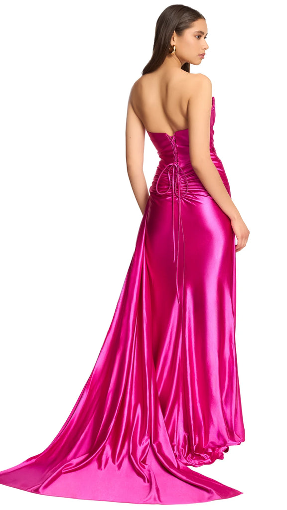 Vestido strapless de satín, Alejandra-2430